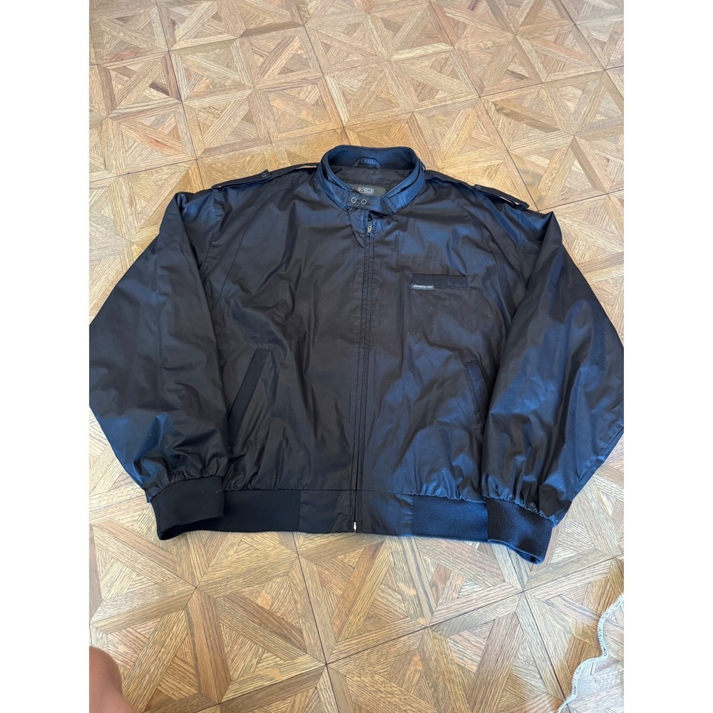 Members Only Mens XXL Black Iconic Racer Jacket Windbreaker Full Zip Epaulets 16